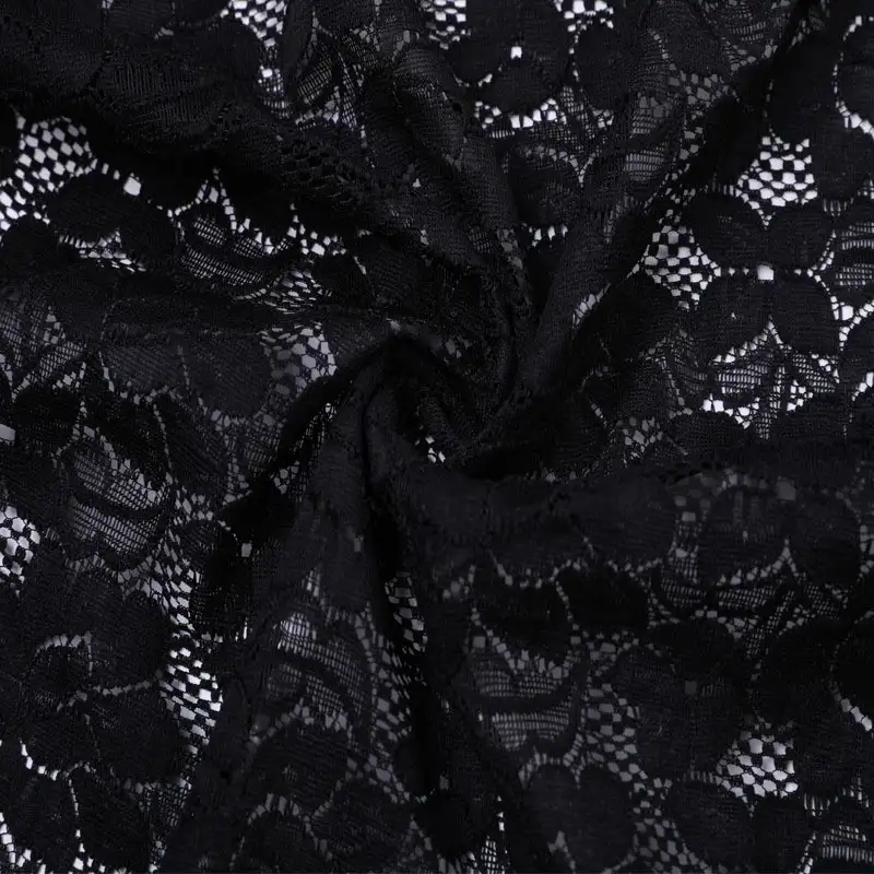 China Fabric for Shirt,Skirt Lace Knit Fabric Cotton Nylon Spandex Black color buy from China wholesaler bulk order at wholesale price free worldwide shipping Alibaba