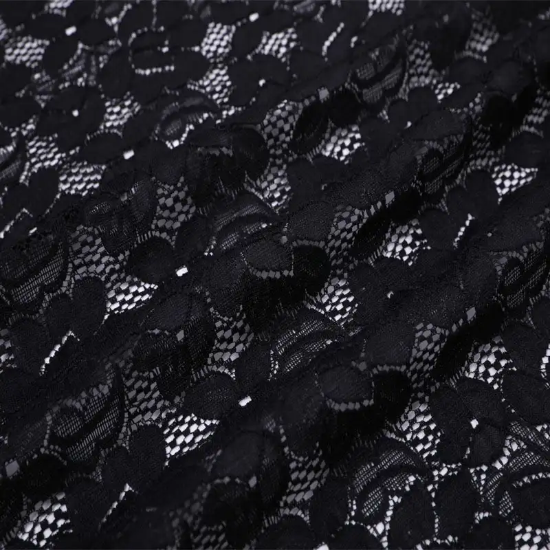 China Fabric for Shirt,Skirt Lace Knit Fabric Cotton Nylon Spandex Black color buy from China wholesaler bulk order at wholesale price free worldwide shipping Alibaba