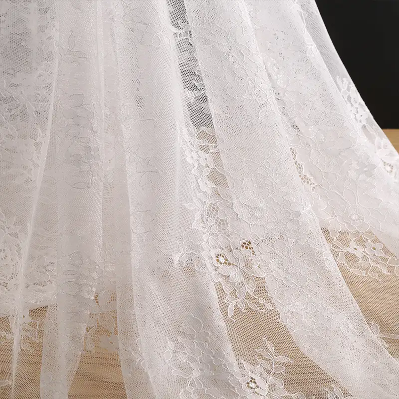 China Fabric for Skirt,Pajamas Lace Knit Fabric Nylon White color buy from China wholesaler bulk order at wholesale price free worldwide shipping Alibaba