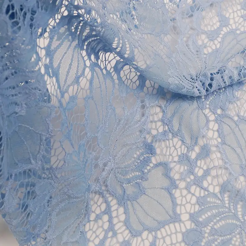 China Fabric for Shirt,Skirt Lace Knit Fabric Nylon Spandex Light Blue color buy from China wholesaler bulk order at wholesale price free worldwide shipping Alibaba