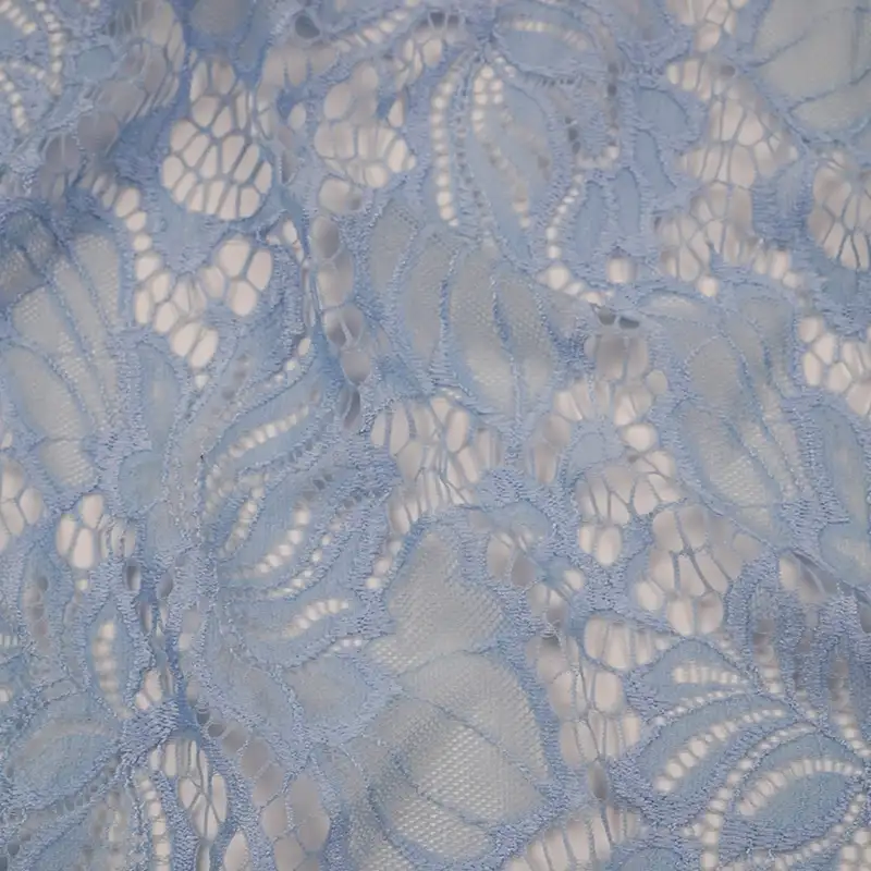 China Fabric for Shirt,Skirt Lace Knit Fabric Nylon Spandex Light Blue color buy from China wholesaler bulk order at wholesale price free worldwide shipping Alibaba