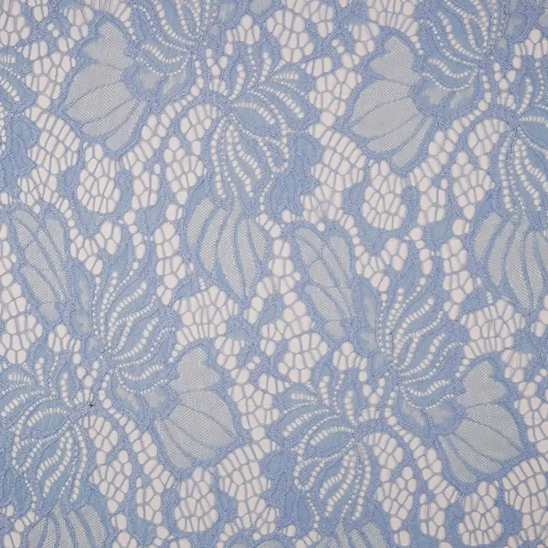 China Fabric for Shirt,Skirt Lace Knit Fabric Nylon Spandex Light Blue color buy from China wholesaler bulk order at wholesale price free worldwide shipping Alibaba