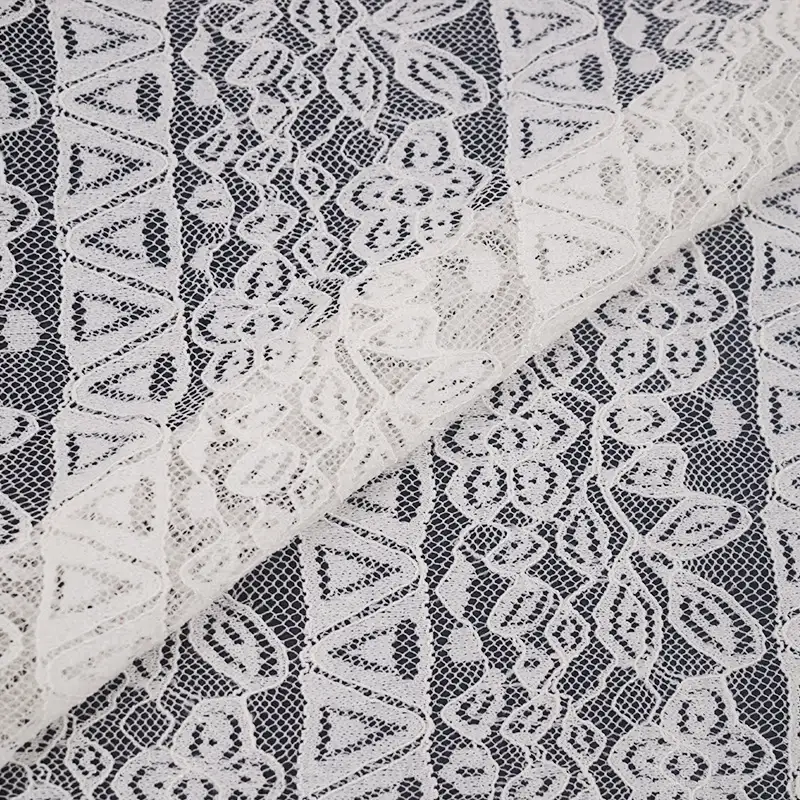 China Fabric for Shirt,Skirt Lace Knit Fabric Nylon Spandex White color buy from China wholesaler bulk order at wholesale price free worldwide shipping Alibaba