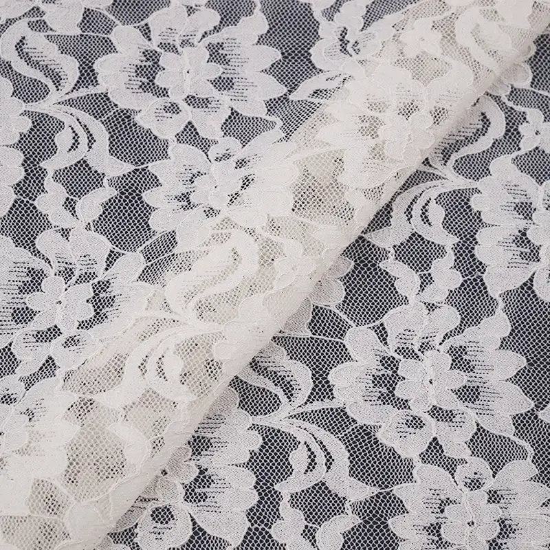 China Fabric for Shirt,Skirt Lace Knit Fabric Nylon Spandex White color buy from China wholesaler bulk order at wholesale price free worldwide shipping Alibaba