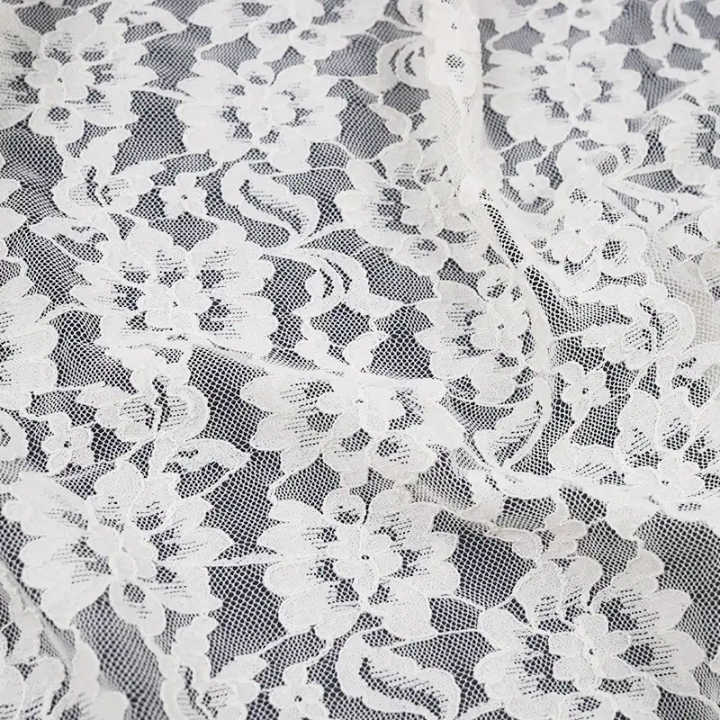 China Fabric for Shirt,Skirt Lace Knit Fabric Nylon Spandex White color buy from China wholesaler bulk order at wholesale price free worldwide shipping Alibaba