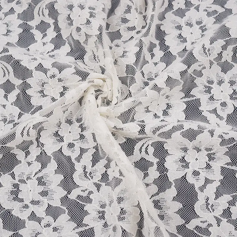 China Fabric for Shirt,Skirt Lace Knit Fabric Nylon Spandex White color buy from China wholesaler bulk order at wholesale price free worldwide shipping Alibaba