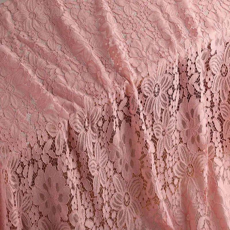 China Fabric for Shirt,Skirt Lace Knit Fabric Nylon Rayon Cotton Pink color buy from China wholesaler bulk order at wholesale price free worldwide shipping Alibaba