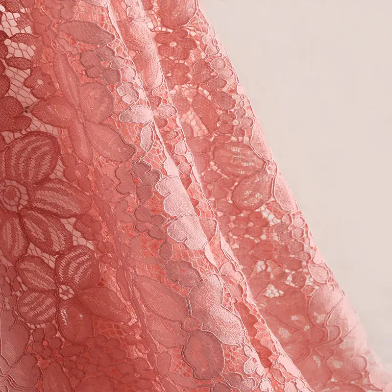 China Fabric for Shirt,Skirt Lace Knit Fabric Nylon Rayon Cotton Pink color buy from China wholesaler bulk order at wholesale price free worldwide shipping Alibaba