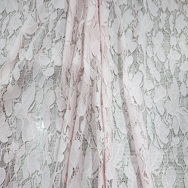 China Fabric for Shirt,Skirt Lace Knit Fabric Cotton Nylon Rayon Light Pink color buy from China wholesaler bulk order at wholesale price free worldwide shipping Alibaba