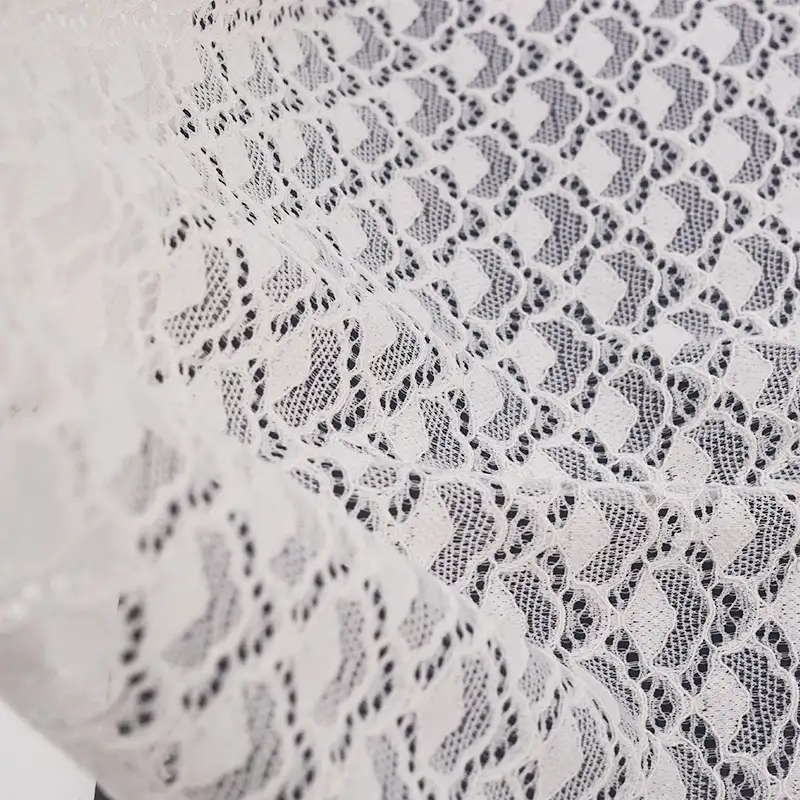 China Fabric for Shirt,Skirt Lace Knit Fabric Nylon Spandex White color buy from China wholesaler bulk order at wholesale price free worldwide shipping Alibaba