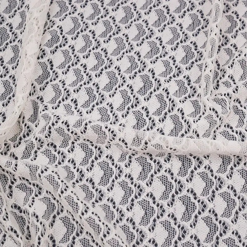 China Fabric for Shirt,Skirt Lace Knit Fabric Nylon Spandex White color buy from China wholesaler bulk order at wholesale price free worldwide shipping Alibaba