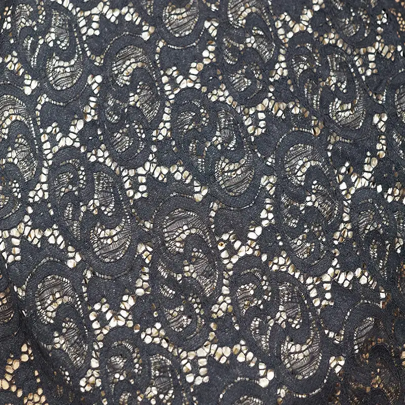 China Fabric for Shirt,T-Shirt,Skirt Lace Knit Fabric Nylon Spandex Black color buy from China wholesaler bulk order at wholesale price free worldwide shipping Alibaba