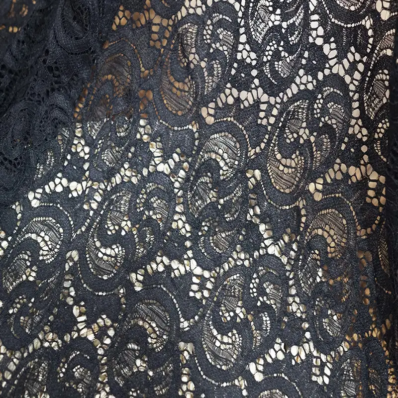 China Fabric for Shirt,T-Shirt,Skirt Lace Knit Fabric Nylon Spandex Black color buy from China wholesaler bulk order at wholesale price free worldwide shipping Alibaba