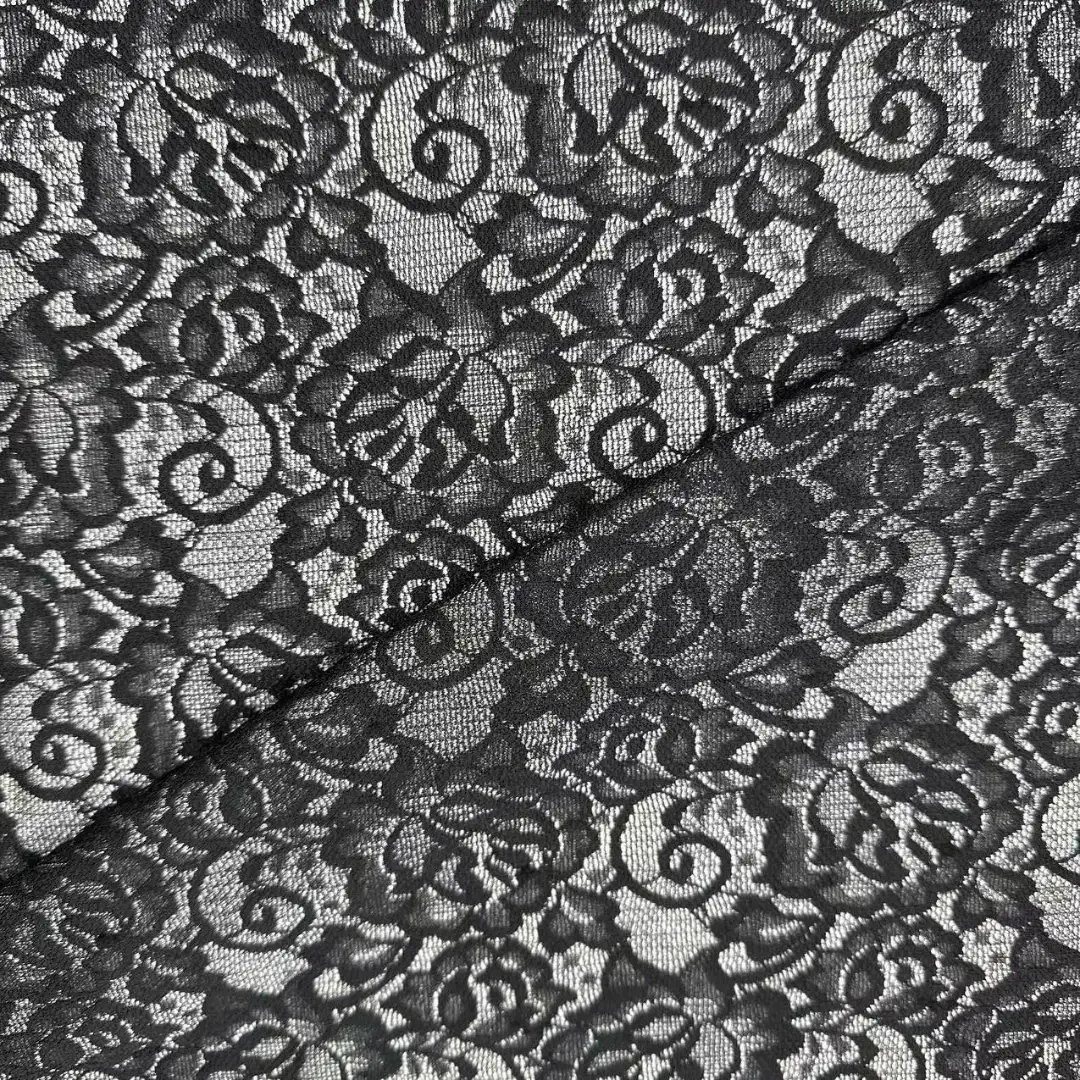 China Fabric for Shirt,Skirt Lace Knit Fabric Nylon Spandex Black color buy from China wholesaler bulk order at wholesale price free worldwide shipping Alibaba