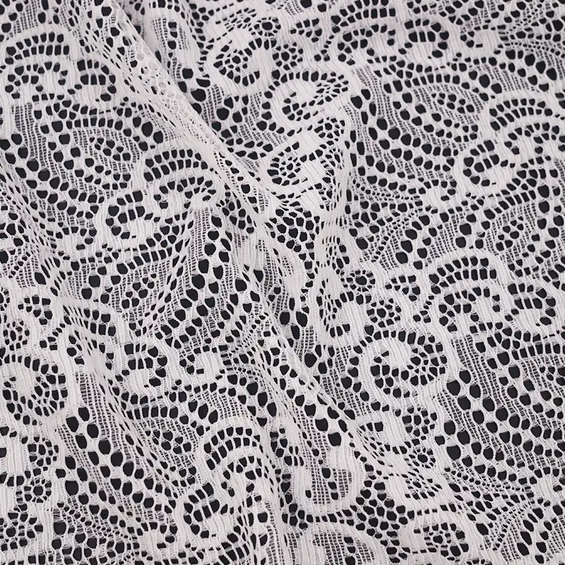 China Fabric for Shirt,Skirt Lace Knit Fabric Nylon Spandex White color buy from China wholesaler bulk order at wholesale price free worldwide shipping Alibaba