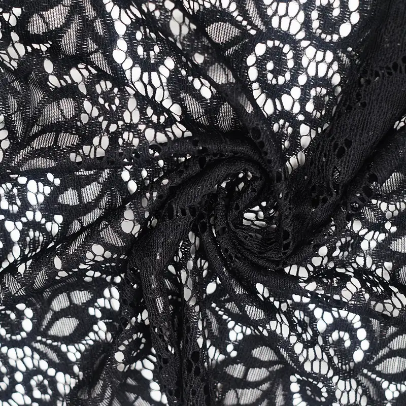 China Fabric for Shirt,Skirt Lace Knit Fabric Spandex Nylon Black color buy from China wholesaler bulk order at wholesale price free worldwide shipping Alibaba