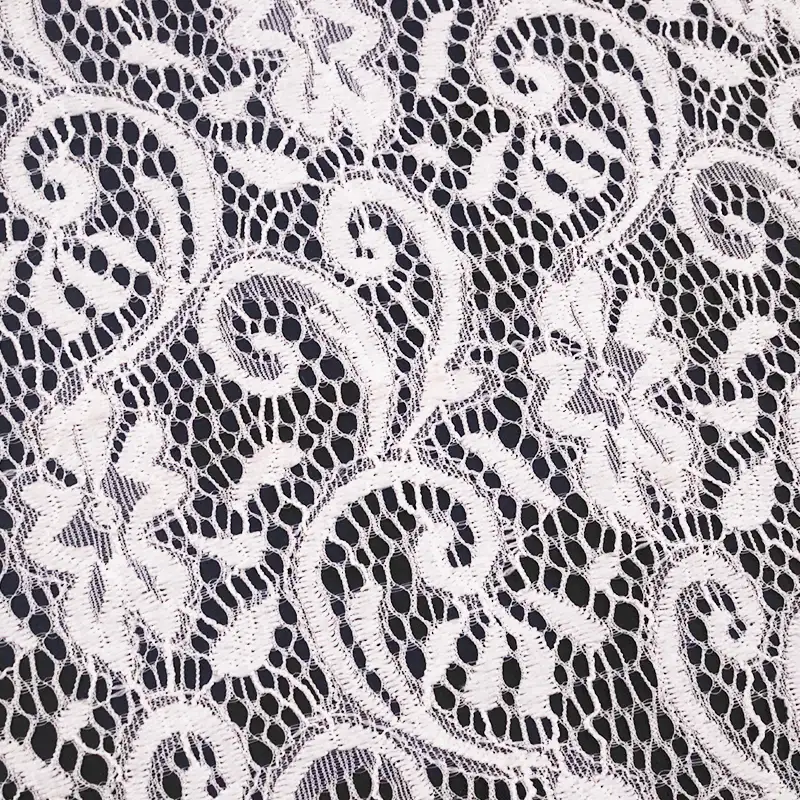 China Fabric for Shirt Lace Knit Fabric Nylon Spandex White color buy from China wholesaler bulk order at wholesale price free worldwide shipping Alibaba