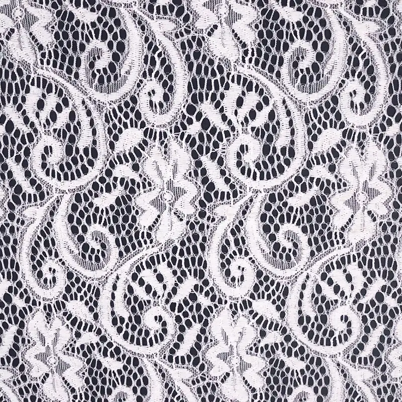 China Fabric for Shirt Lace Knit Fabric Nylon Spandex White color buy from China wholesaler bulk order at wholesale price free worldwide shipping Alibaba