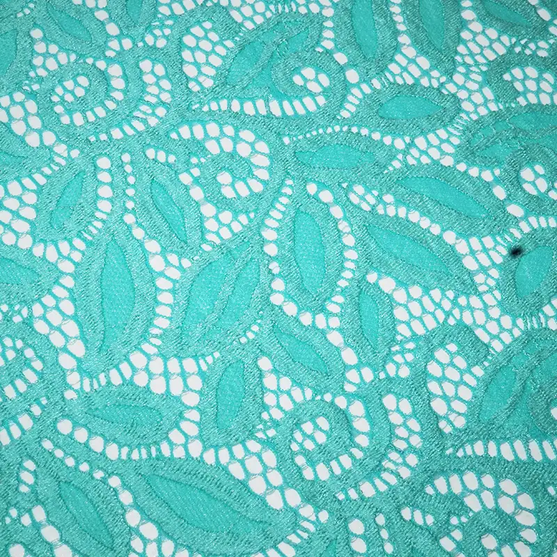 China Fabric for Shirt,Skirt Lace Knit Fabric Nylon Spandex Aquamarine color buy from China wholesaler bulk order at wholesale price free worldwide shipping Alibaba