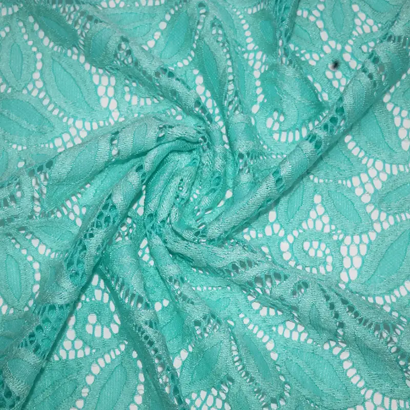 China Fabric for Shirt,Skirt Lace Knit Fabric Nylon Spandex Aquamarine color buy from China wholesaler bulk order at wholesale price free worldwide shipping Alibaba