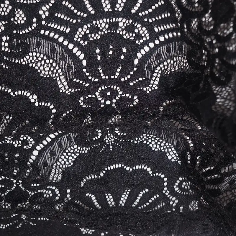 China Fabric for Shirt,Skirt Lace Knit Fabric Nylon Spandex Black color buy from China wholesaler bulk order at wholesale price free worldwide shipping Alibaba