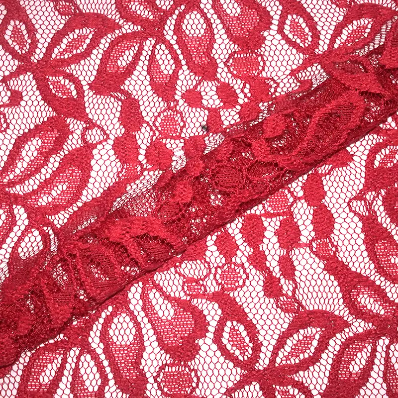 China Fabric for Shirt,Skirt Lace Knit Fabric Nylon Spandex Red color buy from China wholesaler bulk order at wholesale price free worldwide shipping Alibaba