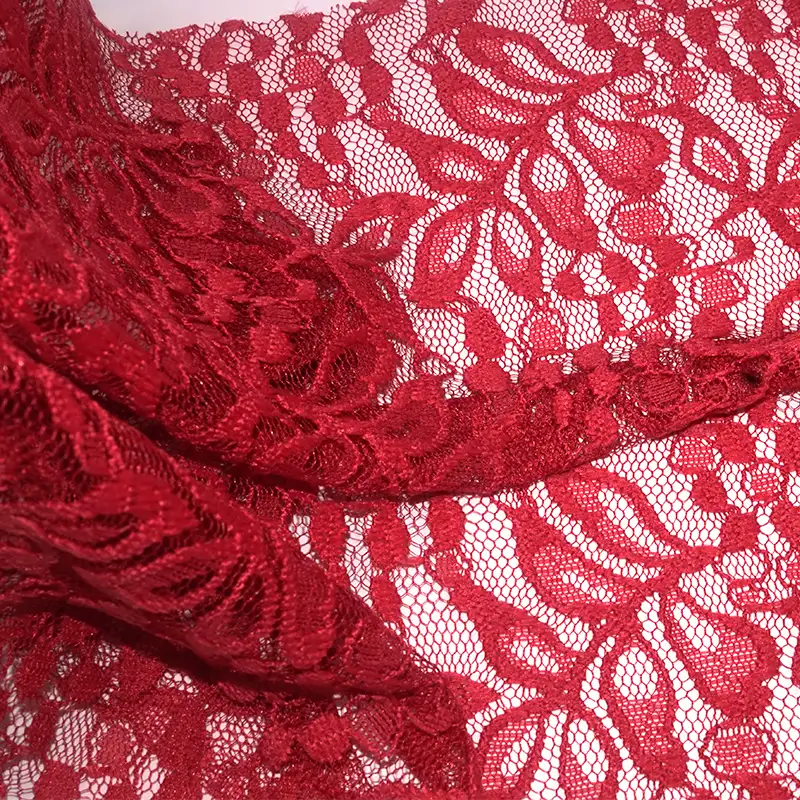 China Fabric for Shirt,Skirt Lace Knit Fabric Nylon Spandex Red color buy from China wholesaler bulk order at wholesale price free worldwide shipping Alibaba