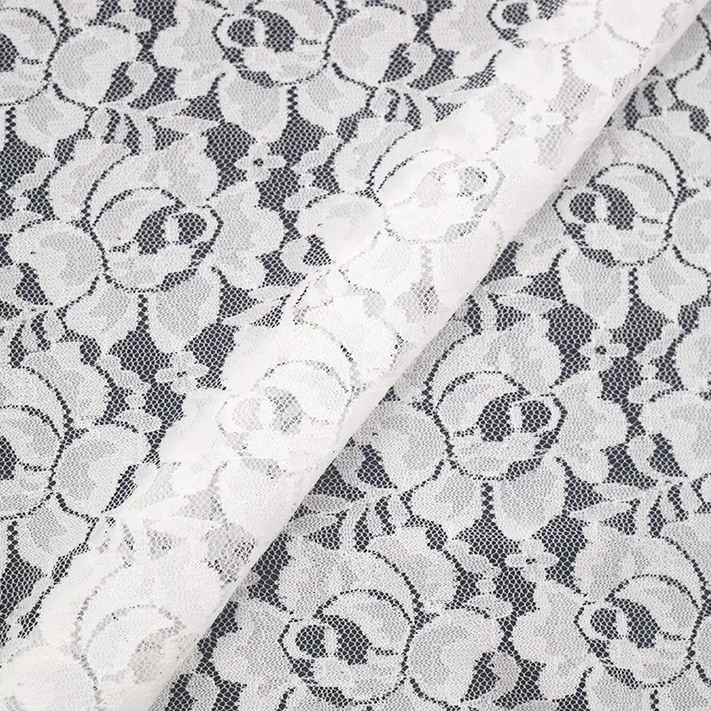 China Fabric for Shirt,Skirt Lace Knit Fabric Nylon Poly White color buy from China wholesaler bulk order at wholesale price free worldwide shipping Alibaba