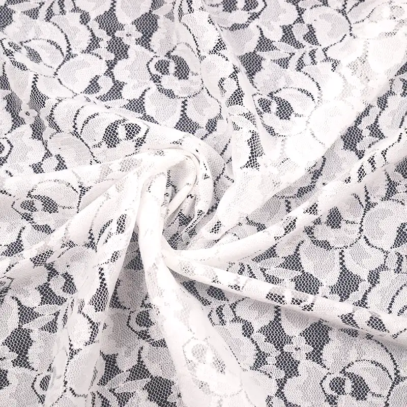 China Fabric for Shirt,Skirt Lace Knit Fabric Nylon Poly White color buy from China wholesaler bulk order at wholesale price free worldwide shipping Alibaba