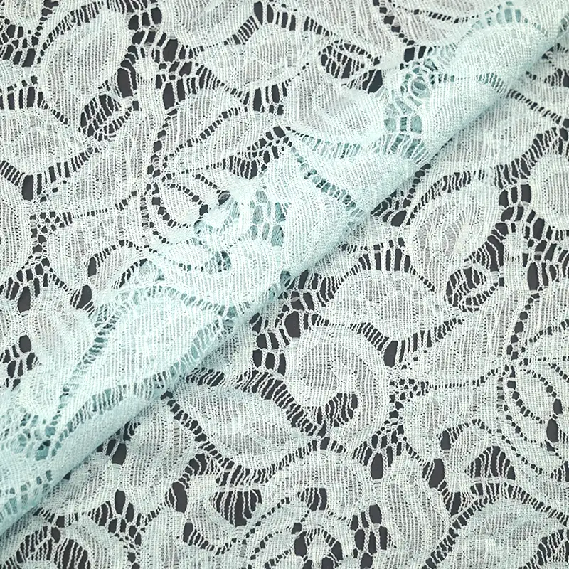 China Fabric for Shirt,Skirt Lace Knit Fabric Nylon Spandex Azure color buy from China wholesaler bulk order at wholesale price free worldwide shipping Alibaba