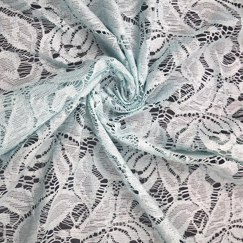 China Fabric for Shirt,Skirt Lace Knit Fabric Nylon Spandex Azure color buy from China wholesaler bulk order at wholesale price free worldwide shipping Alibaba