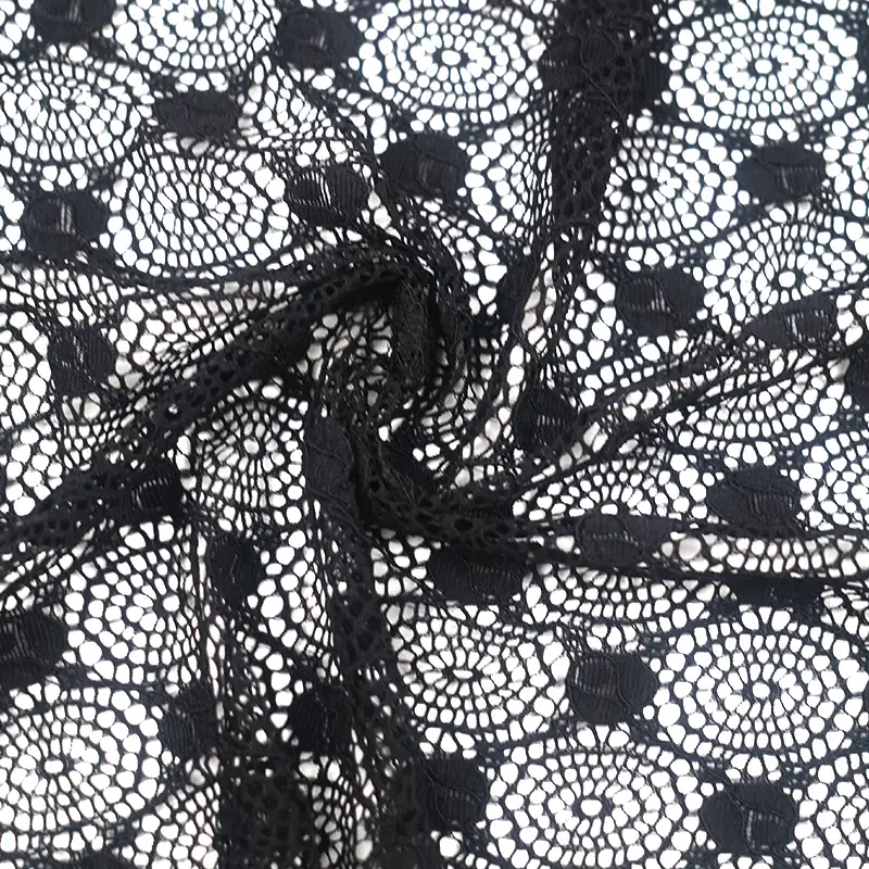 China Fabric for Shirt,Skirt Lace Knit Fabric Nylon Spandex Black color buy from China wholesaler bulk order at wholesale price free worldwide shipping Alibaba