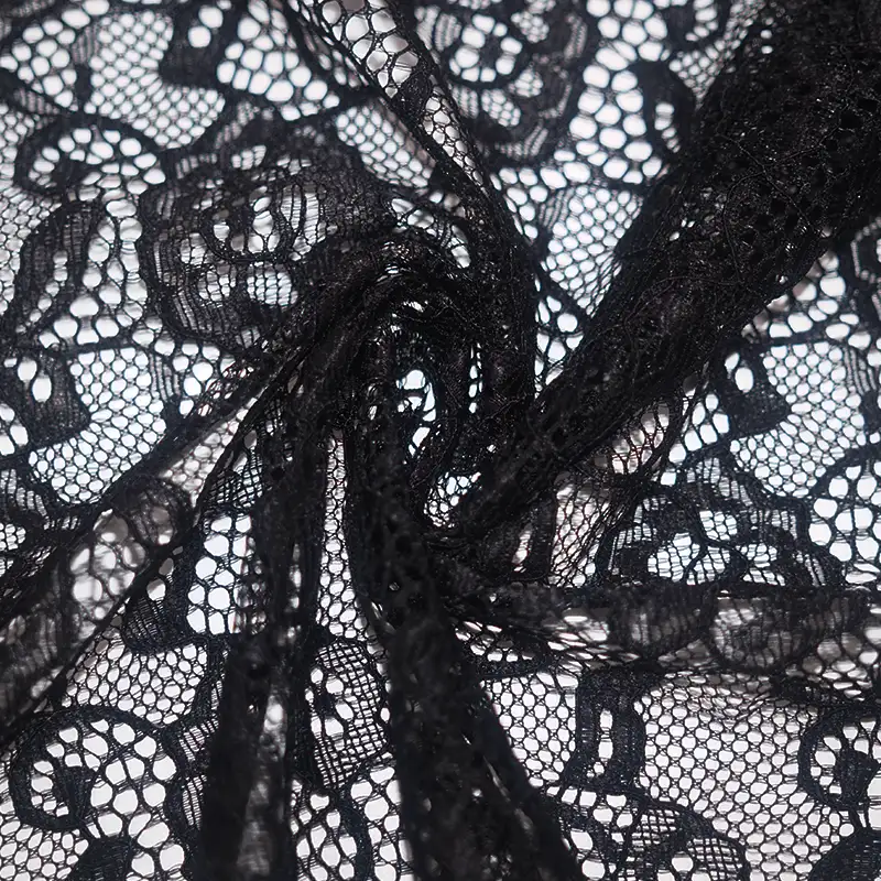 China Fabric for Shirt,Skirt Lace Knit Fabric Nylon Spandex Black color buy from China wholesaler bulk order at wholesale price free worldwide shipping Alibaba