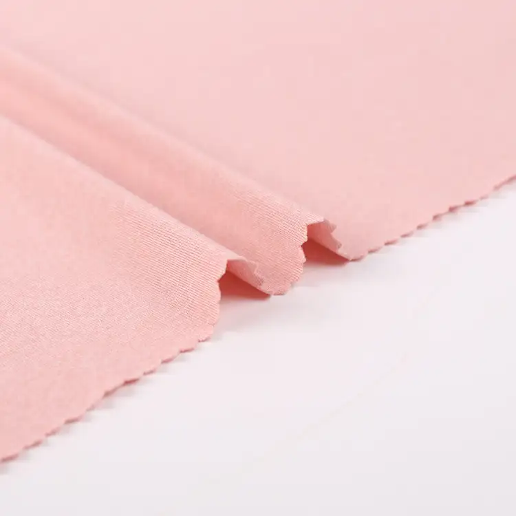 China Fabric for Pants,T-Shirt,Yoga Clothes,Sports Bras Single Jersey Knit Fabric Spandex Poly Pink color buy from China wholesaler bulk order at wholesale price free worldwide shipping Alibaba