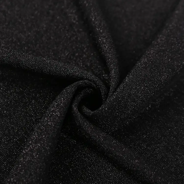 China Fabric for T-Shirt,Skirt,Sports Bras Single Jersey Knit Fabric Lurex Spandex Nylon Black color buy from China wholesaler bulk order at wholesale price free worldwide shipping Alibaba