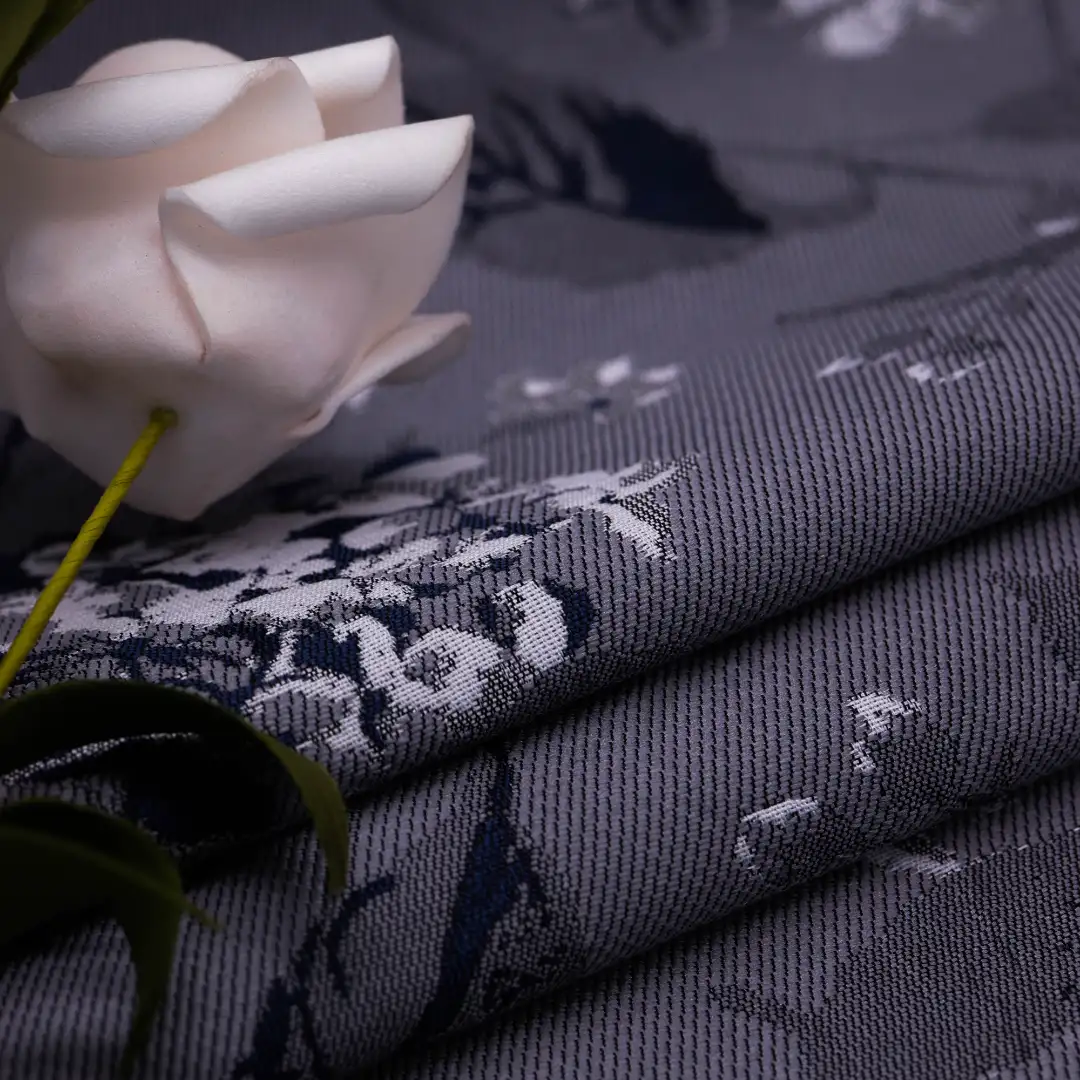 China Fabric for Crop Top Polyester Jacquard Synthetic Woven Fabric Polyester grey color buy from China wholesaler bulk order at wholesale price free worldwide shipping Alibaba