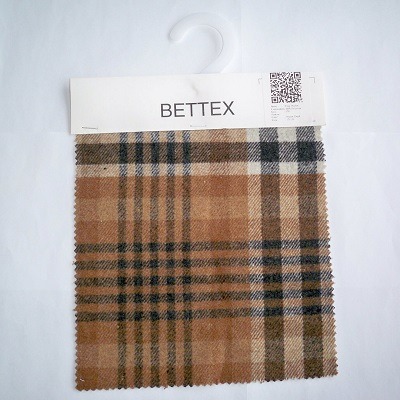 Knit Woolen Fabric 100%Polyester 370 Brown Check