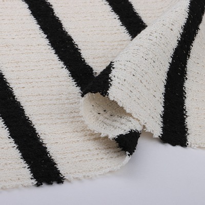 Coarse Needle Yarn-Dyed 55%Cotton 45%Polyester 280 White/Black Stripe