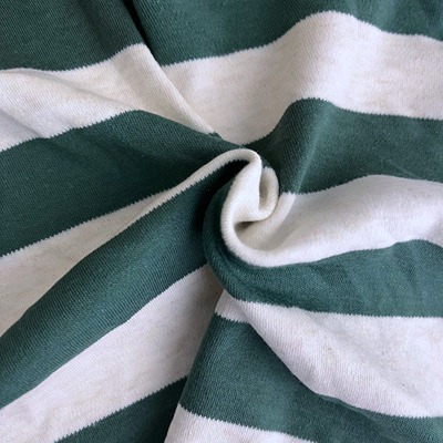 Single Jersey 100%Cotton 180 Oatmeal/Green Stripe