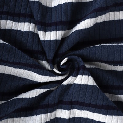 Rib 95%Cotton 5%Spandex 250 Navy/white/umberblue