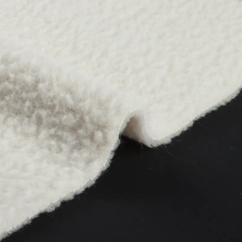 China Fabric for Overcoat,Bomber Jacket,Trench Coat Sherpa Knit Fabric Polyester Off-white color buy from China wholesaler bulk order at wholesale price free worldwide shipping Alibaba