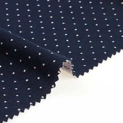 French Terry 20%Polyester 76%Cotton 4%Spandex 180 Navy with Space dye dot