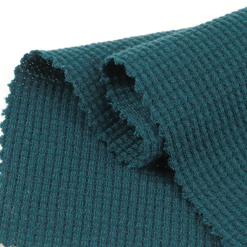 China Fabric for Loungewear,Pajamas,Hoodie Waffle Knit Fabric Polyester Cotton Spandex Green color buy from China wholesaler bulk order at wholesale price free worldwide shipping Alibaba