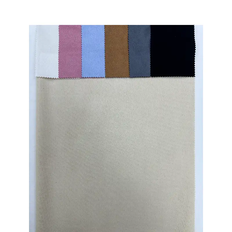 China Fabric for Jacket,Pants,Blazer Weft Suede Knit Fabric Polyester Elastane 杏色 color buy from China wholesaler bulk order at wholesale price free worldwide shipping Alibaba