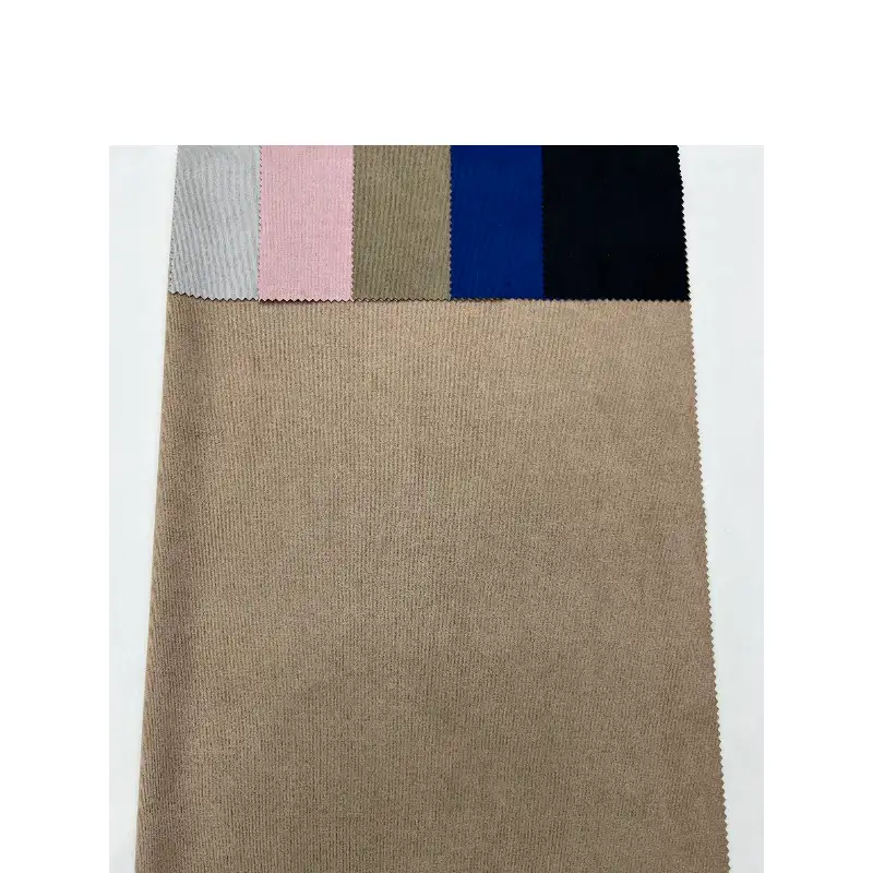 China Fabric for Jacket,Pants,Blazer Weft Suede Knit Fabric Polyester Elastane 卡其 color buy from China wholesaler bulk order at wholesale price free worldwide shipping Alibaba