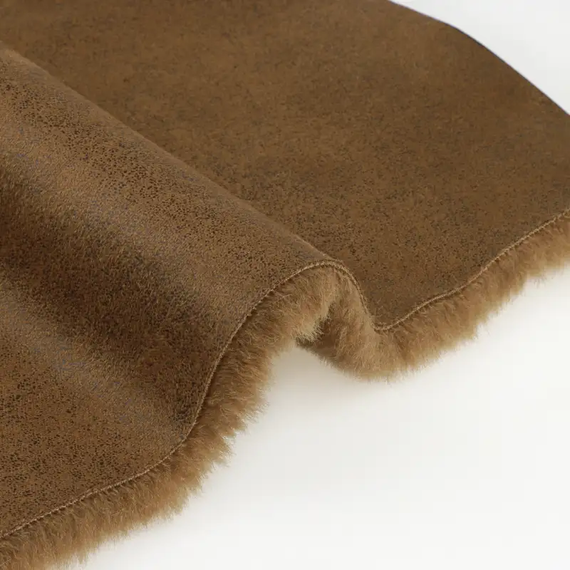 China Fabric  Weft Suede Knit Fabric Polyester Brown、Black color buy from China wholesaler bulk order at wholesale price free worldwide shipping Alibaba