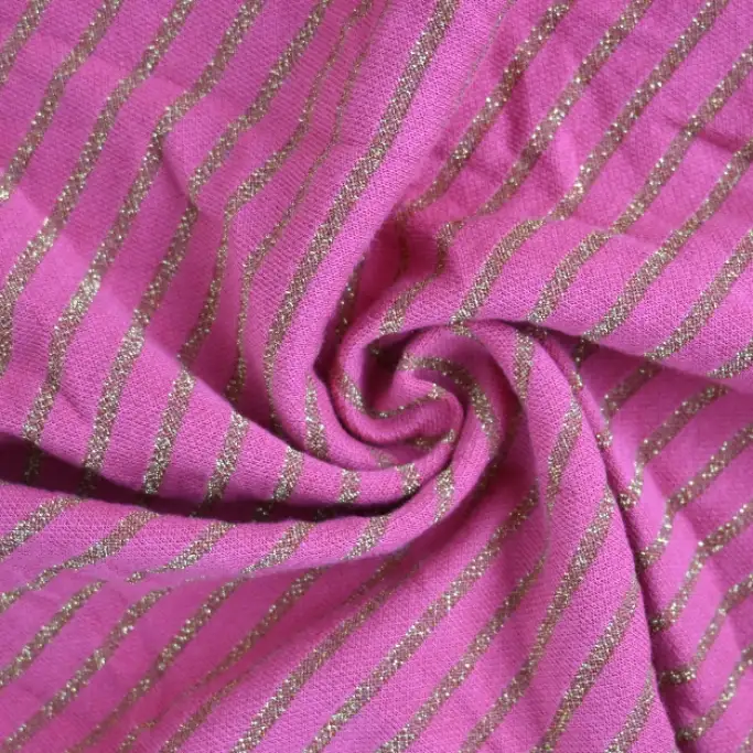 India Fabric for Tank Top,Crop Top,Pajamas Interlock Knit Fabric Cotton Pink Stripe (Print) color buy from India wholesaler bulk order at wholesale price free worldwide shipping Alibaba