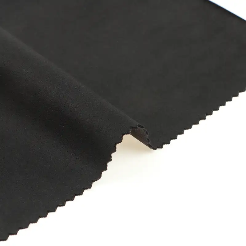 China Fabric  Weft Suede Knit Fabric Polyester Spandex Black color buy from China wholesaler bulk order at wholesale price free worldwide shipping Alibaba