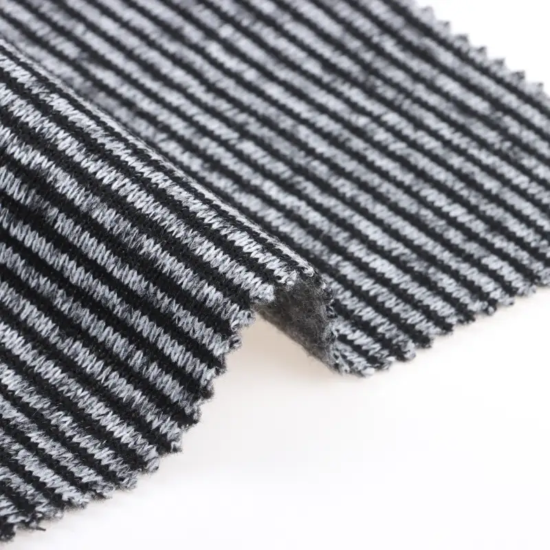 China Fabric  Rib Knit Fabric Polyester BLACK/GERY color buy from China wholesaler bulk order at wholesale price free worldwide shipping Alibaba