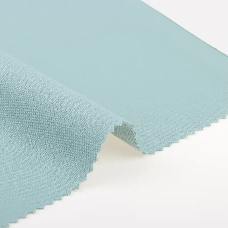 China Fabric for Blazer,Suit Trouser,Waistcoat Ponte Roma Knit Fabric Rayon Nylon Spandex Cyan color buy from China wholesaler bulk order at wholesale price free worldwide shipping Alibaba